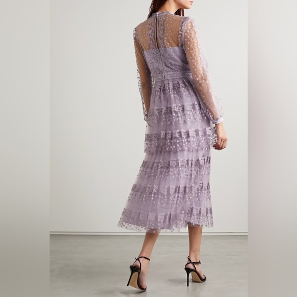 Self Portrait Lilac Tiered Midi Dress - Picture 7 of 16